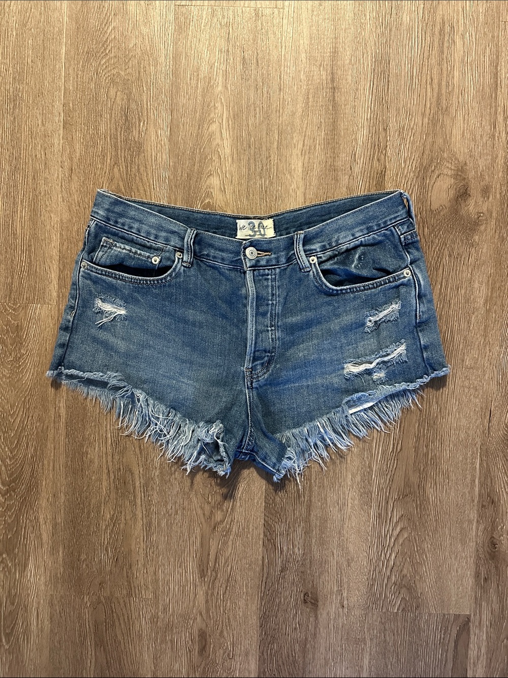 Free‎ People We The Free Loving Good Vibrations Denim Shorts 30 Cut Off